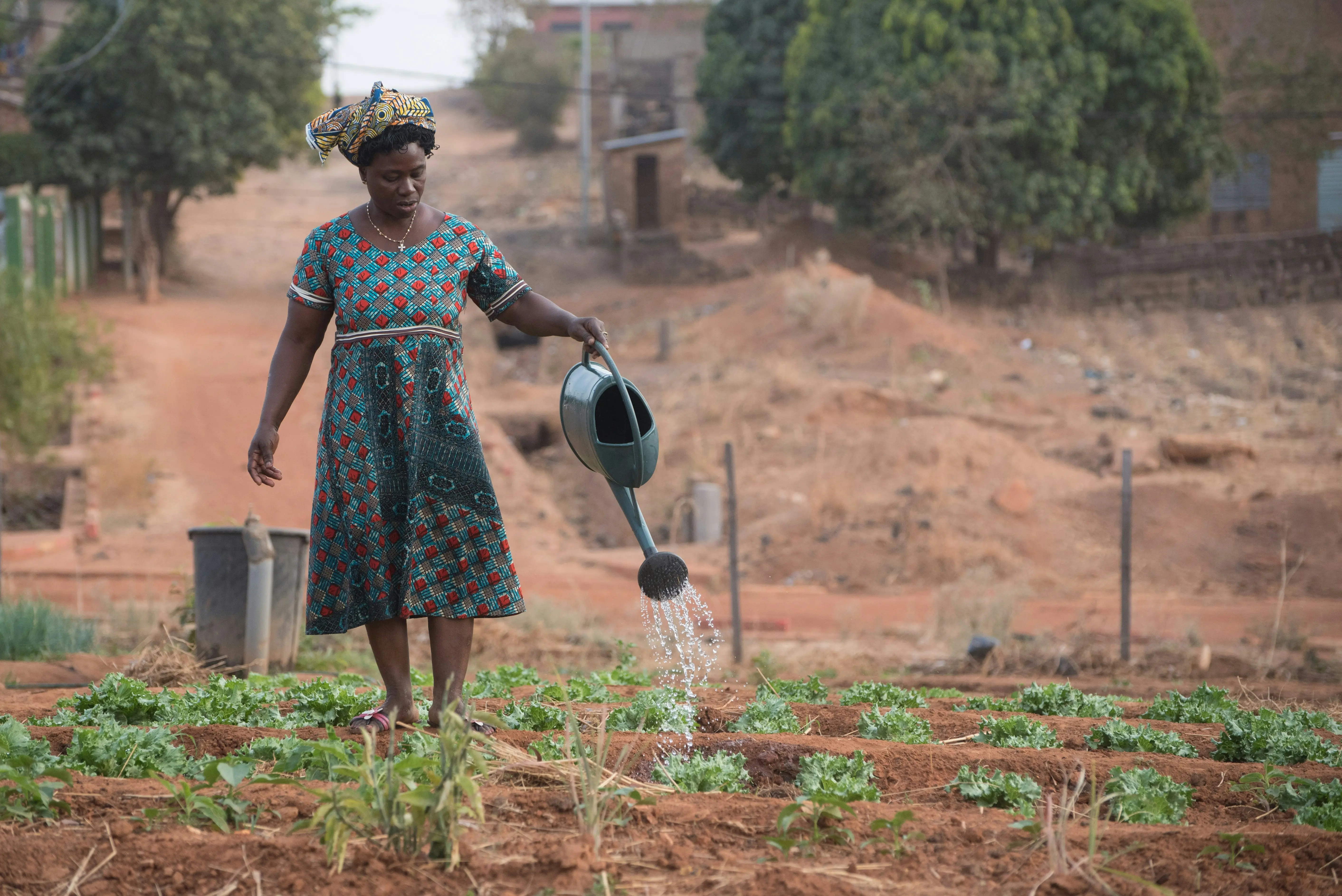 Membres de la communauté travaillant ensemble sur un projet durable au Bénin.